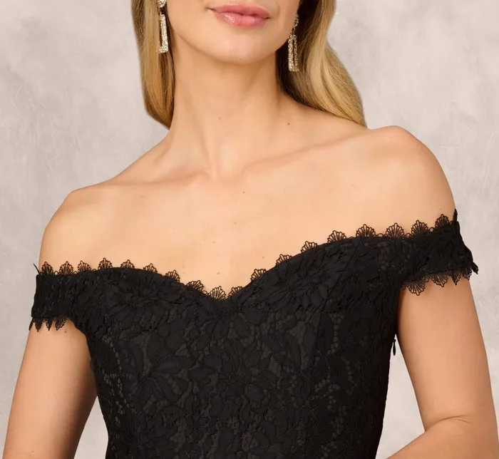 Adrianna Papell Formal Dresses Strapless Organza Ball Gown With Off The Shoulder Neckline In Black 8211 Women
