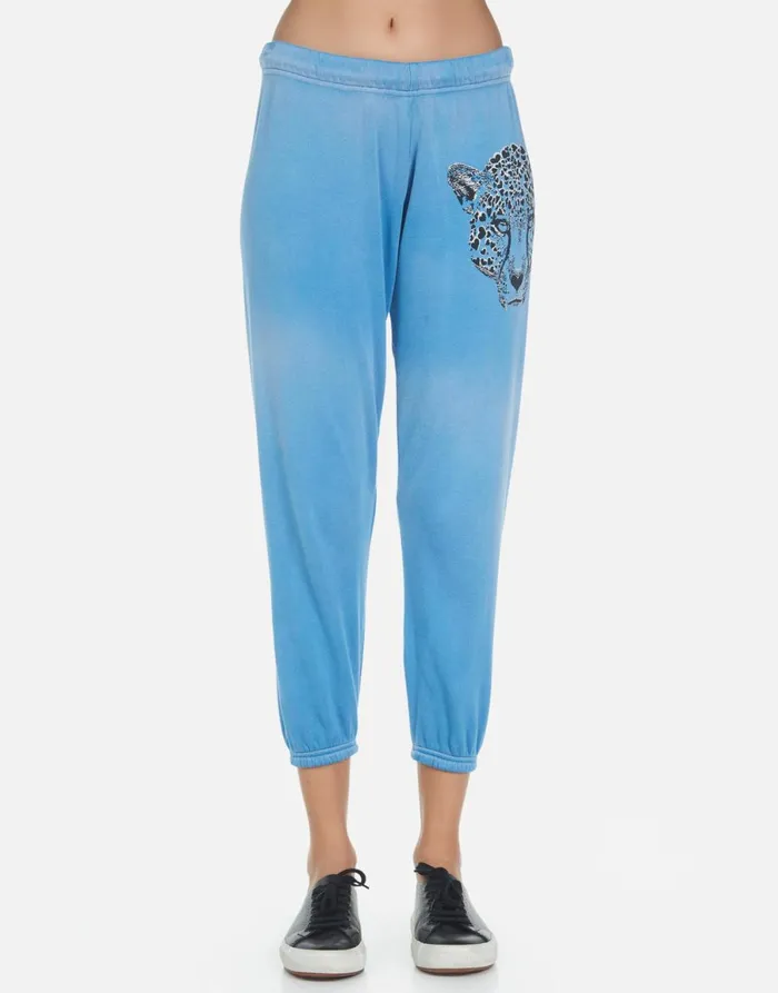 Alana Heart Leopard Faded Riptide Women039s Lauren Moshi Crop Sweatpants