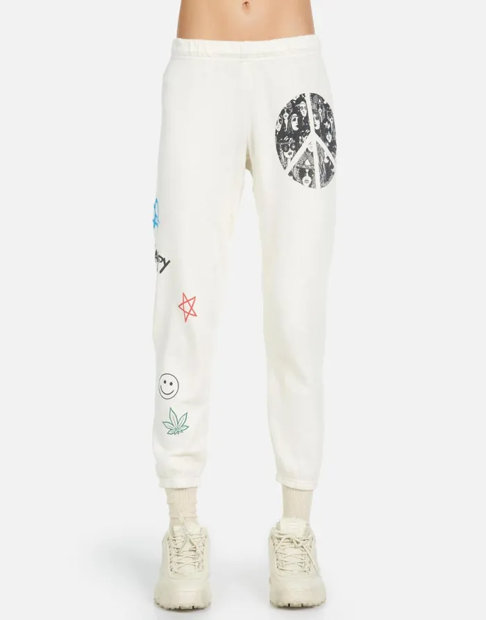 Alana Peace Hippie Ivory Women039s Lauren Moshi Crop Sweatpants