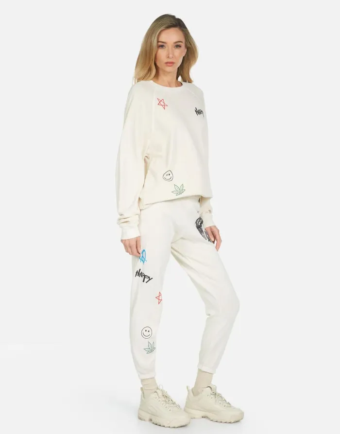 Alana Peace Hippie Ivory Women039s Lauren Moshi Crop Sweatpants