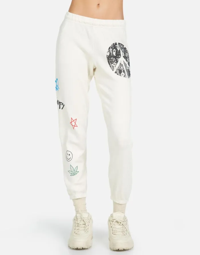 Alana Peace Hippie Ivory Women039s Lauren Moshi Crop Sweatpants
