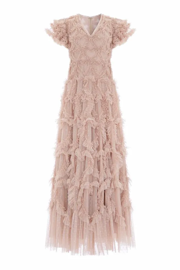 Amorette VNeck Gown Beige Women Needle and Thread Dresses