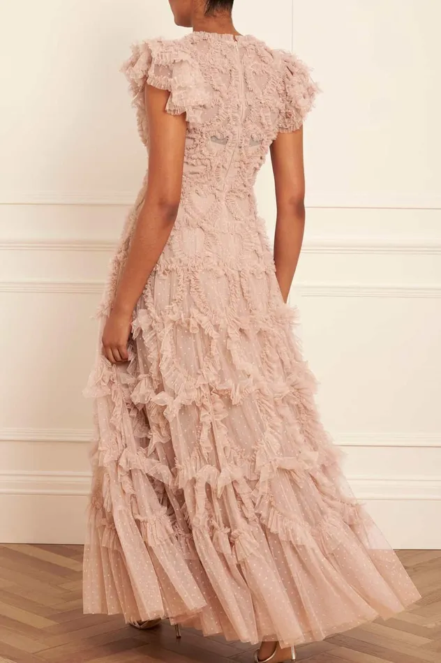 Amorette VNeck Gown Beige Women Needle and Thread Dresses