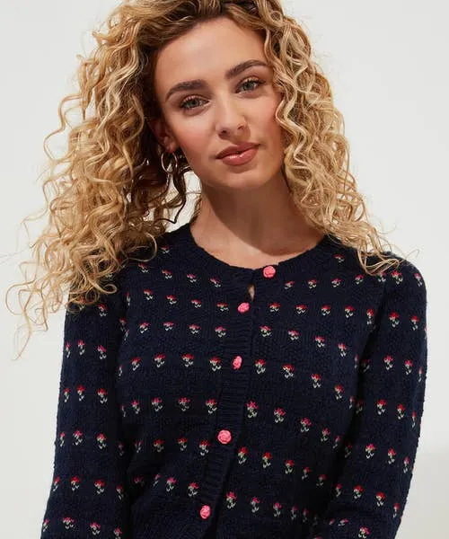 Apparel Freya Floral Cardigan Navy Knitwear and Cardigans Joebrowns