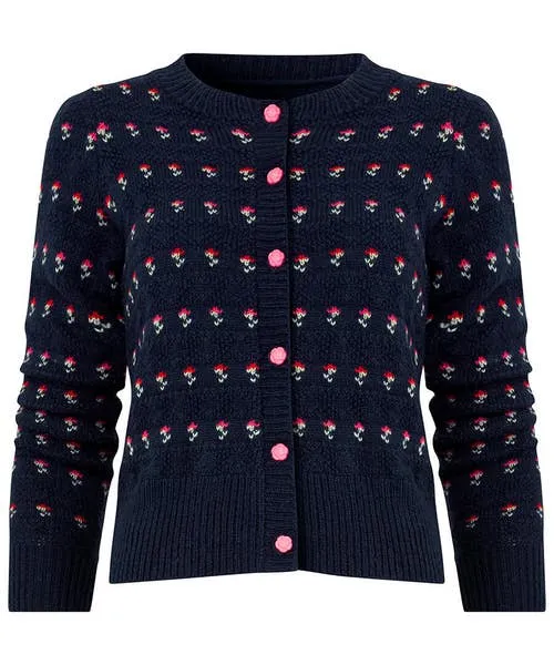 Apparel Freya Floral Cardigan Navy Knitwear and Cardigans Joebrowns Apparel Freya Floral Cardigan Navy Knitwear and Cardigans Joebrowns