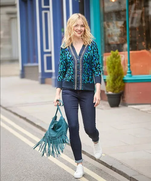 Apparel Joebrowns All The Fun Jersey Cardigan Blue Tops Tunics and Blouses