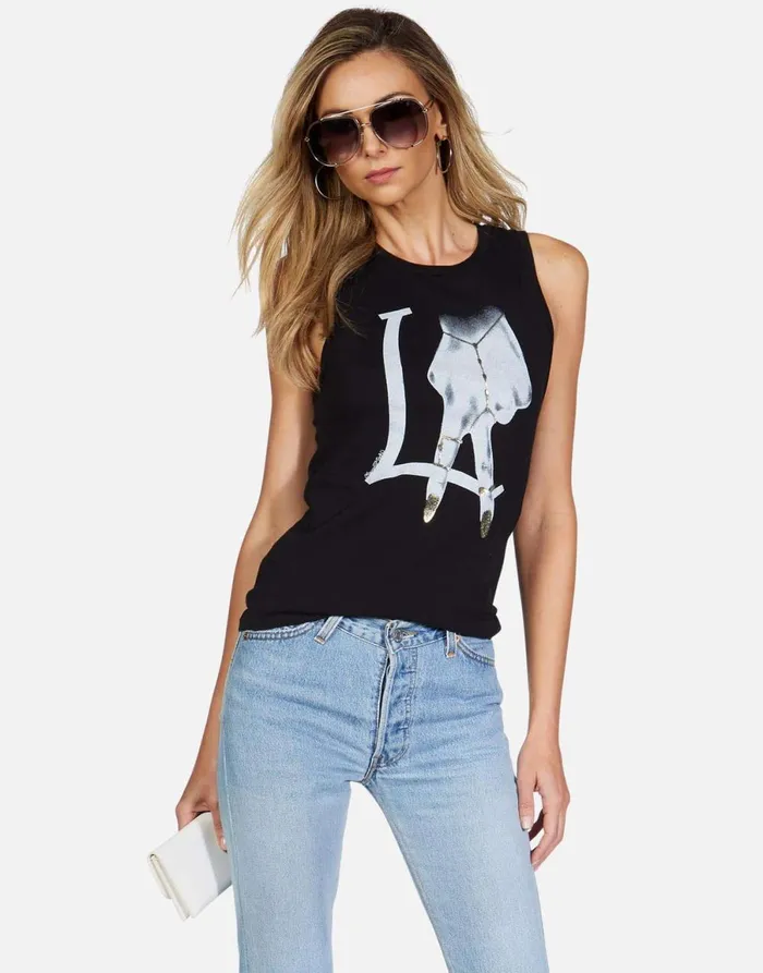 Ashlin LA Peace Finger Black Women039s Lauren Moshi Tanks