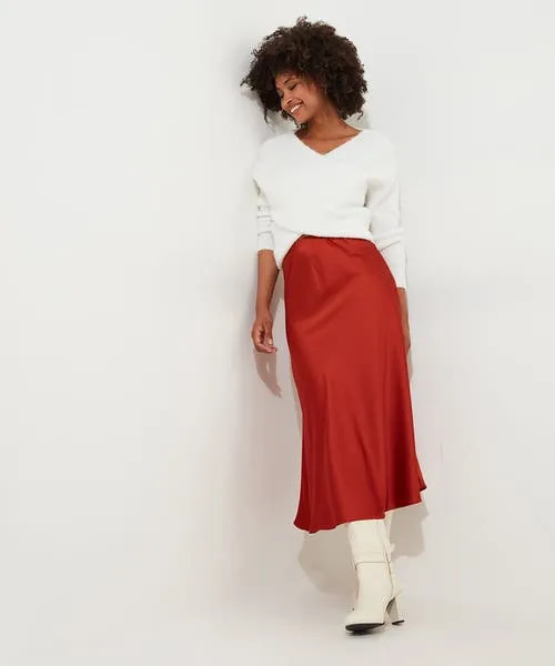 Autumn Days Satin Skirt Rust Apparel Skirts Joebrowns