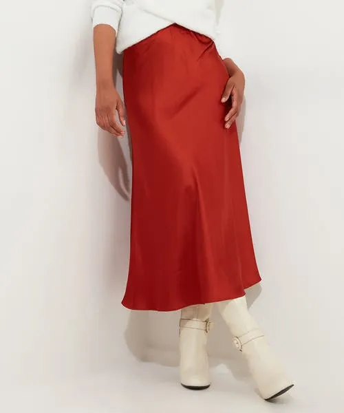 Autumn Days Satin Skirt Rust Apparel Skirts Joebrowns