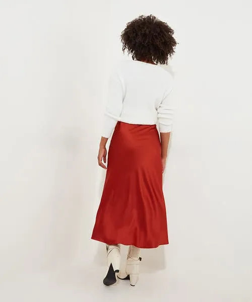 Autumn Days Satin Skirt Rust Apparel Skirts Joebrowns