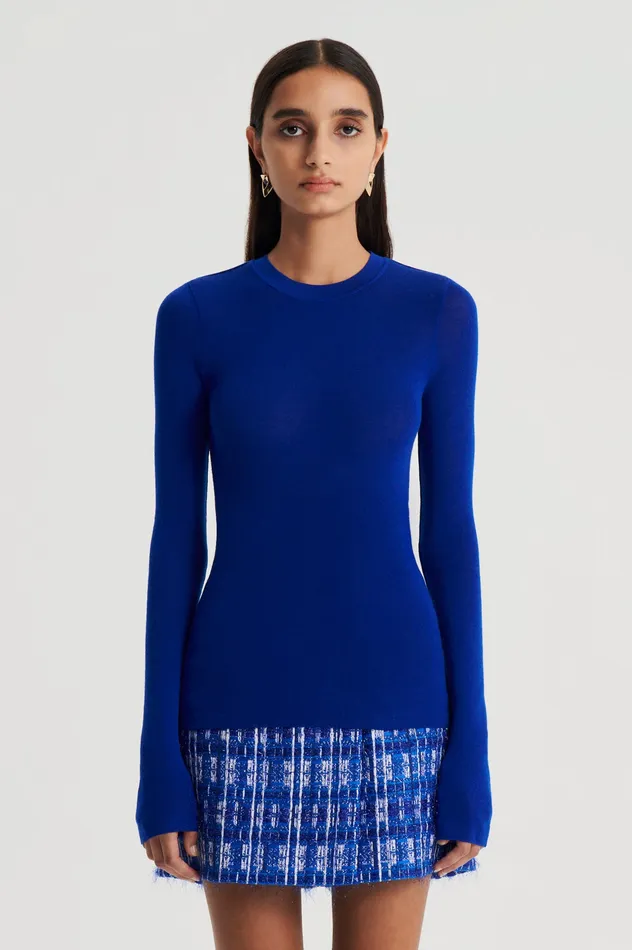 Babywool Women BABYWOOL CREW SWEATER COBALT Scanlan Theodore Babywool Women BABYWOOL CREW SWEATER COBALT Scanlan Theodore