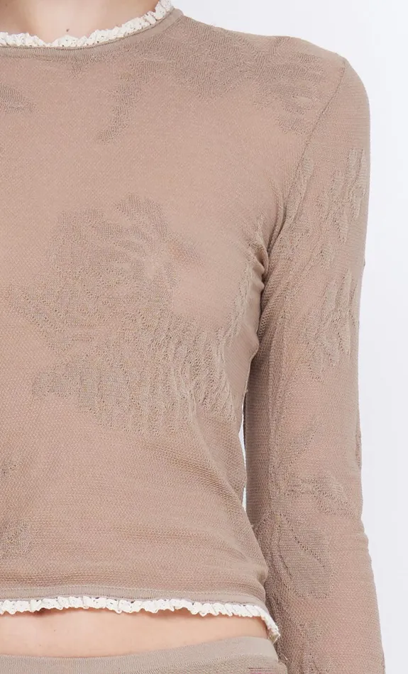 Bec Bridge Cropped Women NAELLE CREW NECK KNIT TOP 8211 TAUPE
