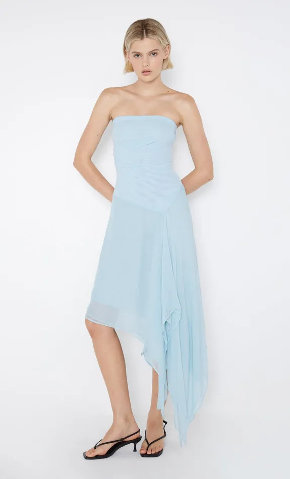 Bec Bridge Wedding Guest Women ELZETTE STRAPLESS MIDI DRESS 8211 DOLPHIN BLUE