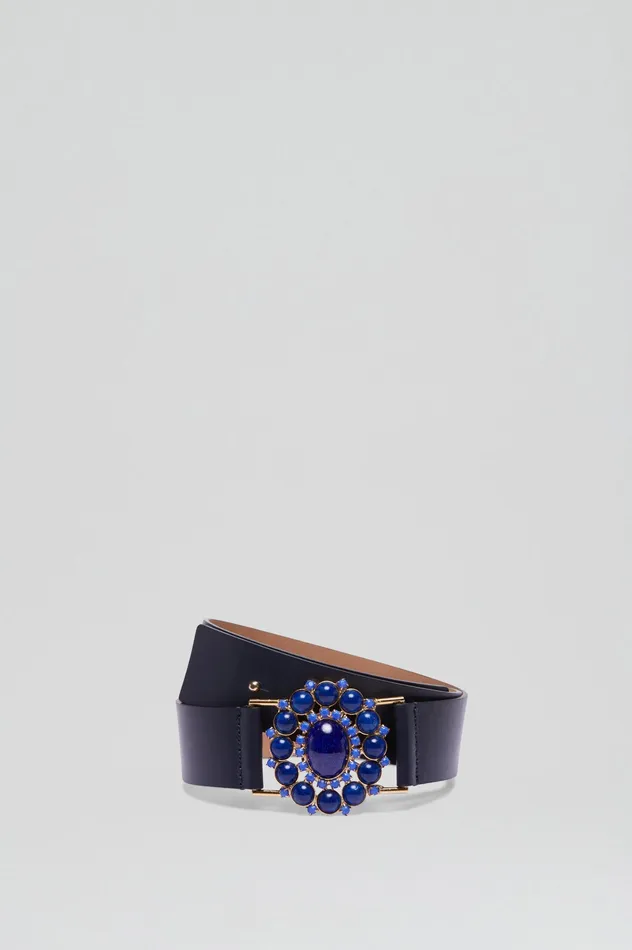 Belts Women ITALIAN OVAL JEWELED BELT 35 NAVY Scanlan Theodore Belts Women ITALIAN OVAL JEWELED BELT 35 NAVY Scanlan Theodore