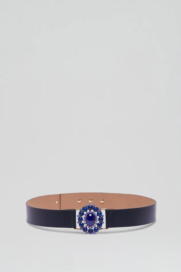 Belts Women ITALIAN OVAL JEWELED BELT 35 NAVY Scanlan Theodore Belts Women ITALIAN OVAL JEWELED BELT 35 NAVY Scanlan Theodore