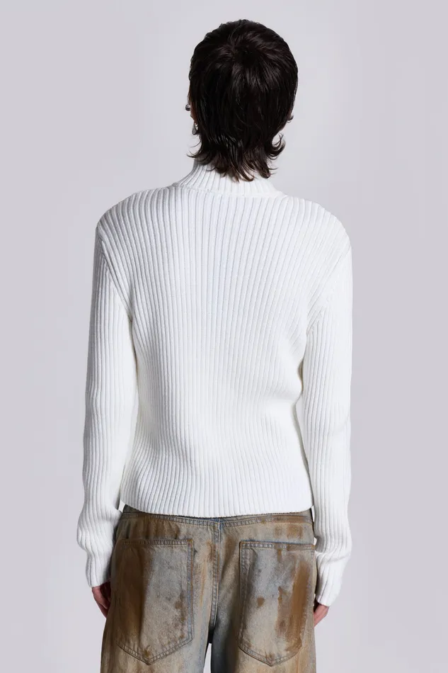 Bestsellers Shop White Lucid Knit Track Top Jaded London Men