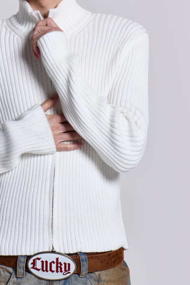 Bestsellers Shop White Lucid Knit Track Top Jaded London Men