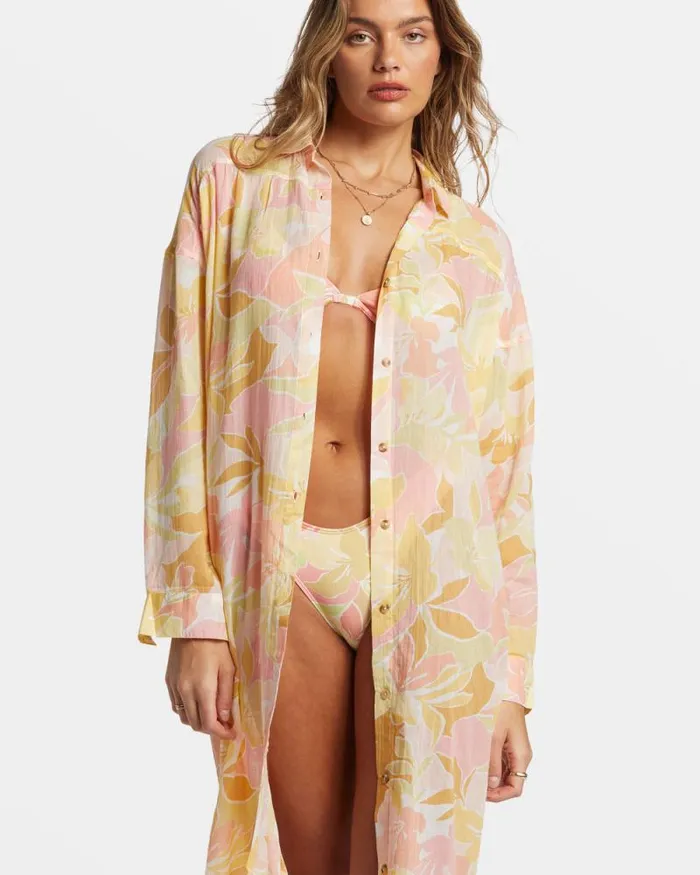 Billabong Dresses Daylight Dreamin Midi Shirt Swim CoverUp Multi 8211 Women Billabong Dresses Daylight Dreamin Midi Shirt Swim CoverUp Multi 8211 Women