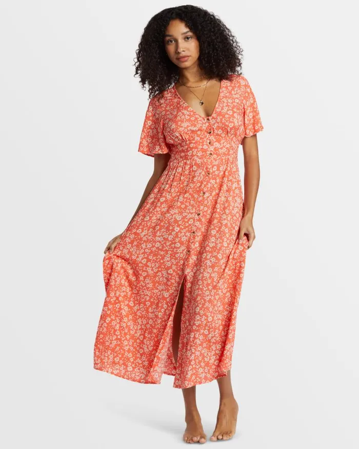 Billabong Dresses Floral Dreamer Maxi Dress Papaya 8211 Women