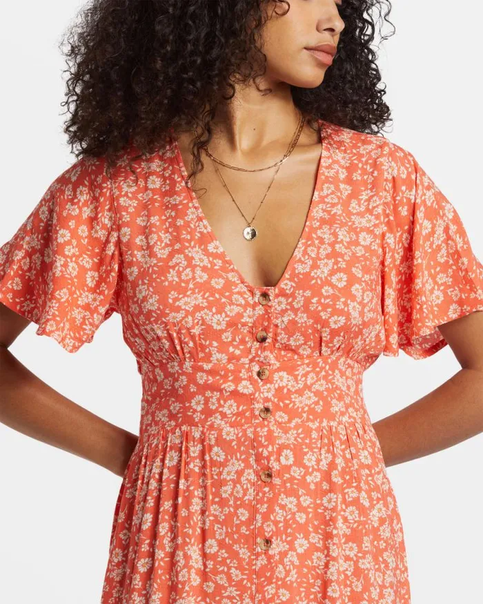 Billabong Dresses Floral Dreamer Maxi Dress Papaya 8211 Women Billabong Dresses Floral Dreamer Maxi Dress Papaya 8211 Women