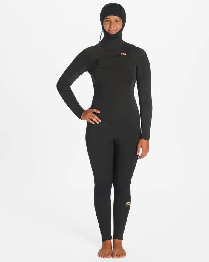 Billabong Fullsuits 54 Synergy Hooded Chest Zip Full Wetsuit Wild Black 8211 Women