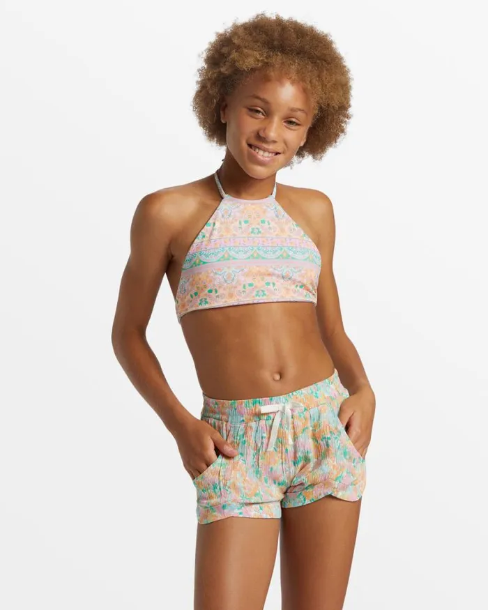 Billabong Girls039 Bottoms Girls Mad For You Elastic Waist Shorts Peach Punch 8211 Women