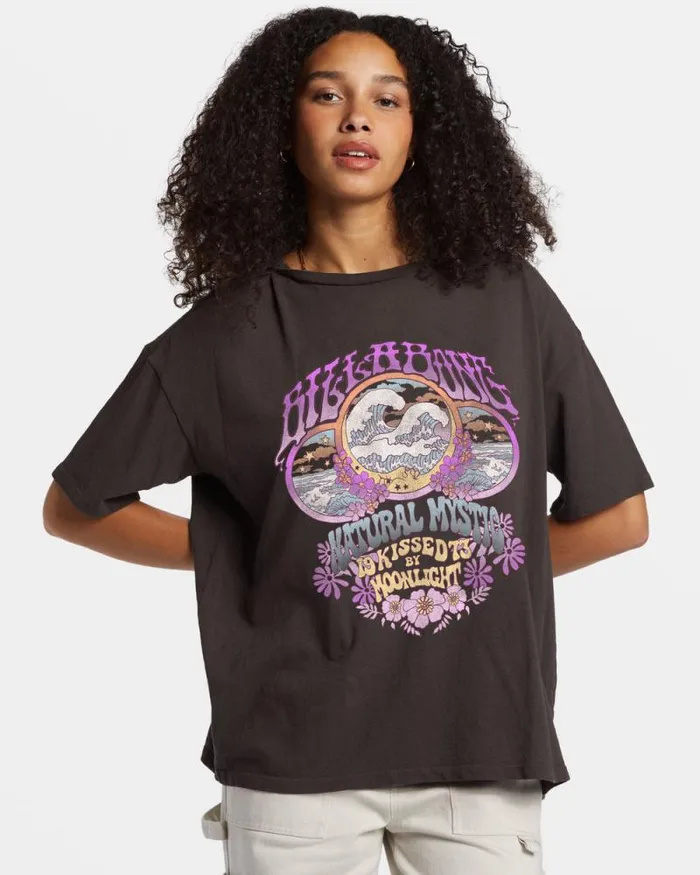 Billabong Graphic Tees and Tanks Natural Mystic TShirt Off Black 8211 Women