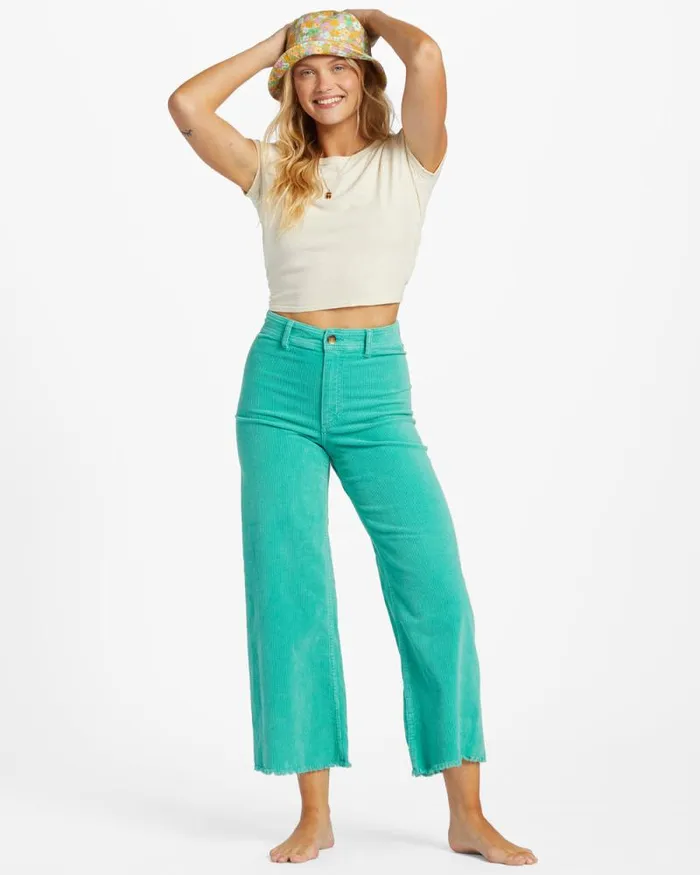 Billabong Jeans and Pants Free Fall WideLeg Corduroy Pants Bright Lagoon 8211 Women