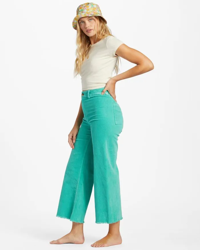 Billabong Jeans and Pants Free Fall WideLeg Corduroy Pants Bright Lagoon 8211 Women