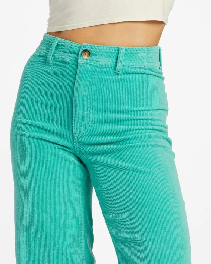 Billabong Jeans and Pants Free Fall WideLeg Corduroy Pants Bright Lagoon 8211 Women