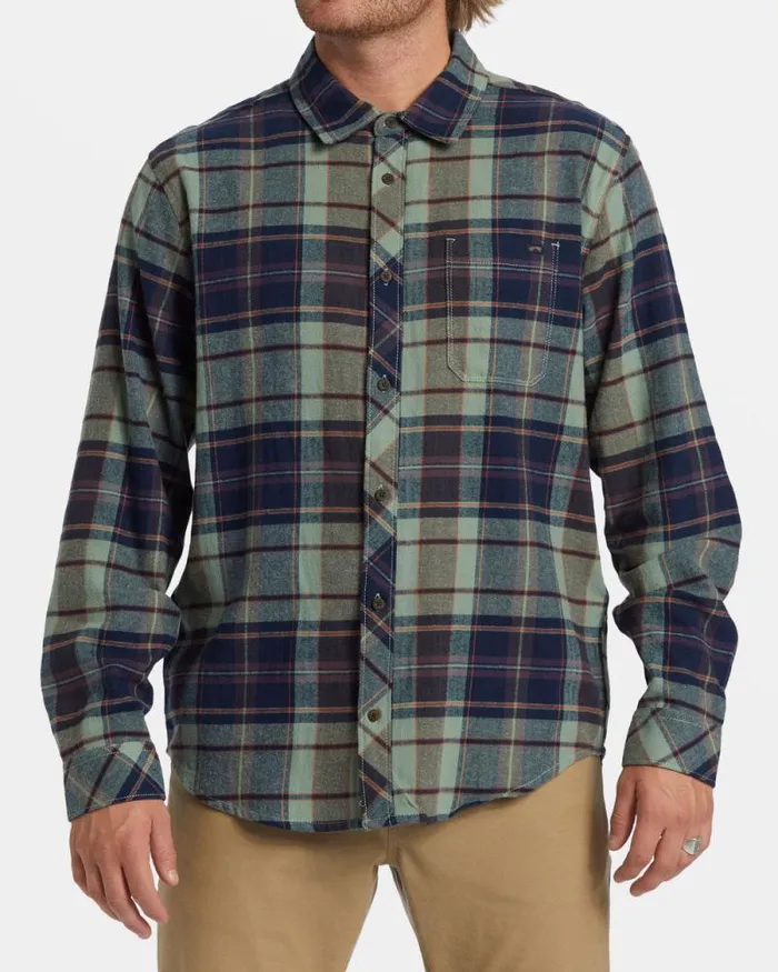 Billabong Shirts Coastline Long Sleeve Flannel Shirt Fern 8211 Men