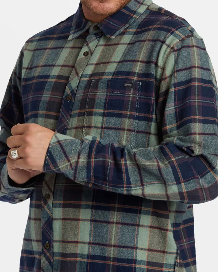 Billabong Shirts Coastline Long Sleeve Flannel Shirt Fern 8211 Men