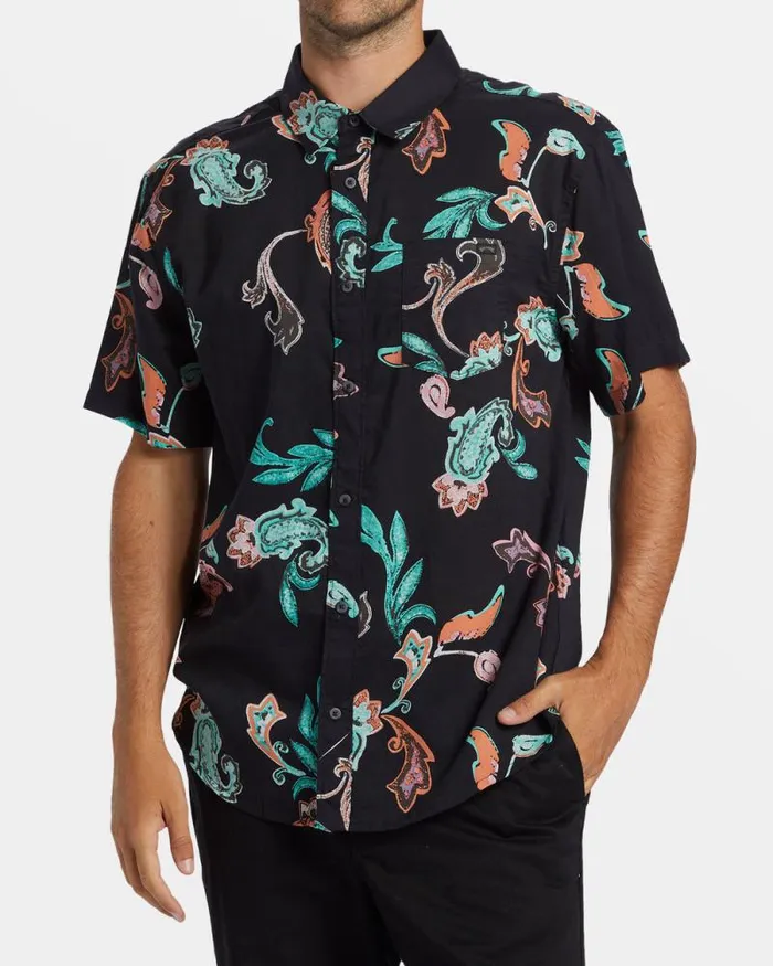 Billabong Shirts Sundays Short Sleeve Shirt Black Multi 8211 Men