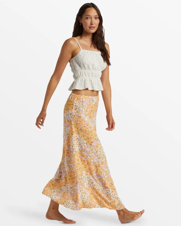 Billabong Skirts Midi Moment Printed Midi Skirt Peach Whip 8211 Women