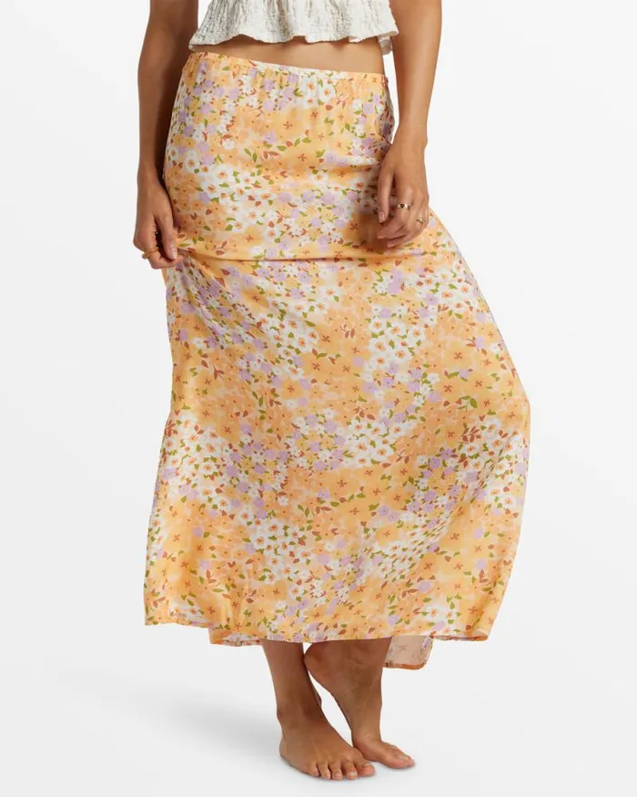Billabong Skirts Midi Moment Printed Midi Skirt Peach Whip 8211 Women