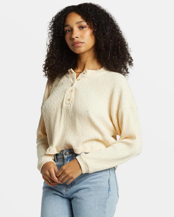 Billabong Sweaters Good Catch Henley Tshirt White Cap 8211 Women Billabong Sweaters Good Catch Henley Tshirt White Cap 8211 Women