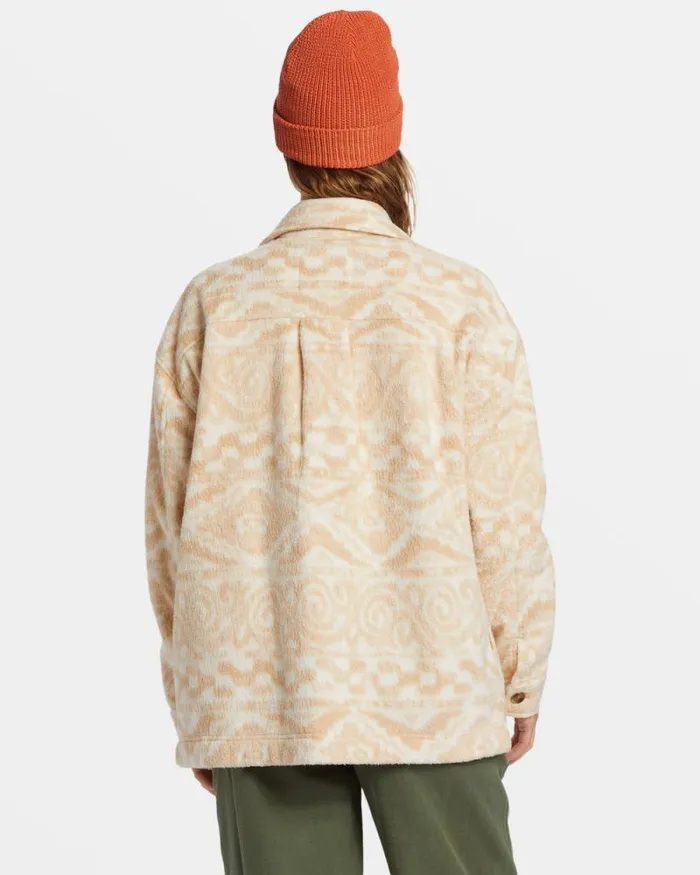 Billabong Sweatshirts and Fleece Happy Camper Shacket Button Sweater Wet Sand 8211 Women