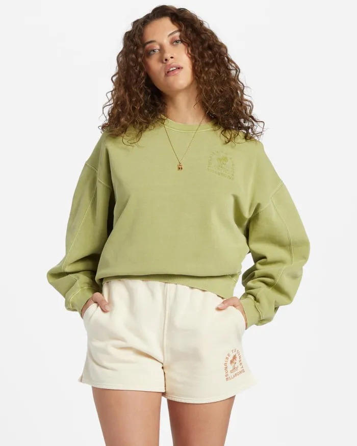 Billabong Sweatshirts and Fleece Kendal Crew Neck Sweatshirt Avocado 8211 Women