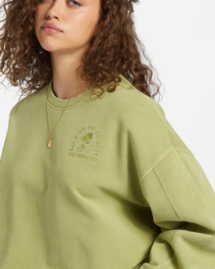 Billabong Sweatshirts and Fleece Kendal Crew Neck Sweatshirt Avocado 8211 Women