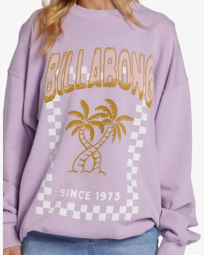 Billabong Sweatshirts and Fleece Ride In Oversized Crewneck Sweatshirt Peaceful Lilac 8211 Women