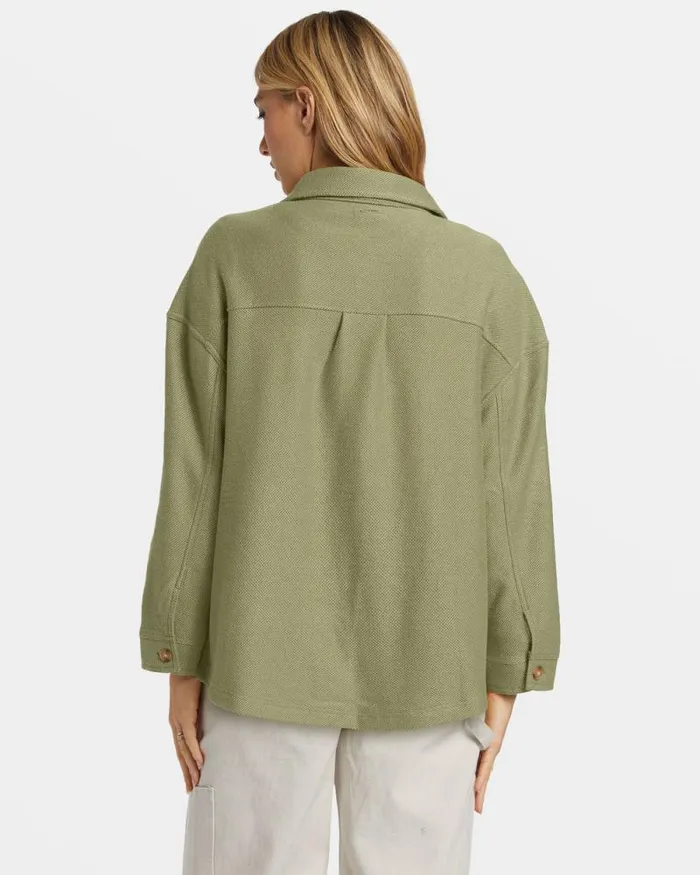 Billabong Tops Everytime Oversized Shacket Avocado 8211 Women