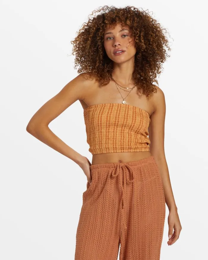 Billabong Tops Keep It Simple Smocked Crop Top Peach Punch 8211 Women Billabong Tops Keep It Simple Smocked Crop Top Peach Punch 8211 Women
