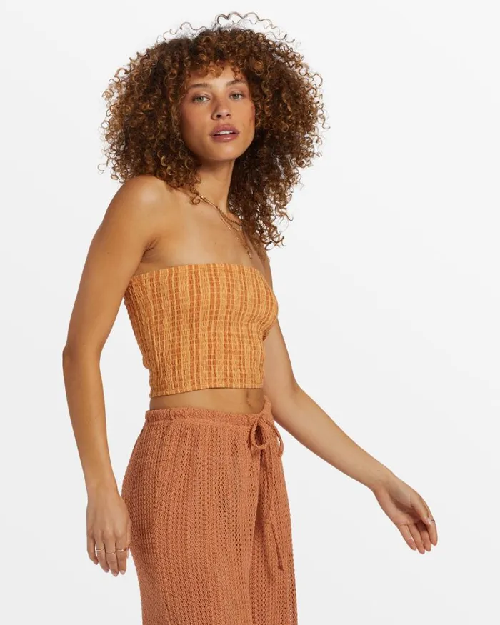 Billabong Tops Keep It Simple Smocked Crop Top Peach Punch 8211 Women Billabong Tops Keep It Simple Smocked Crop Top Peach Punch 8211 Women