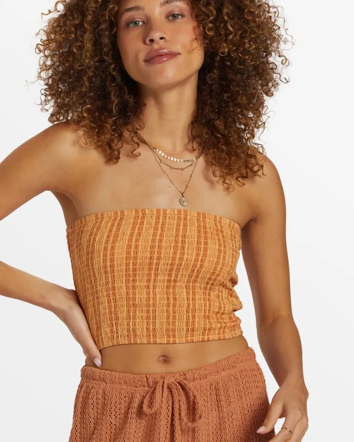 Billabong Tops Keep It Simple Smocked Crop Top Peach Punch 8211 Women Billabong Tops Keep It Simple Smocked Crop Top Peach Punch 8211 Women
