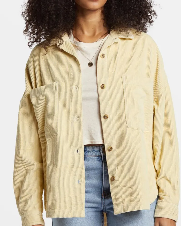 Billabong Tops Stoked On You Oversized Long Sleeve Shirt Mellow Daze 8211 Women