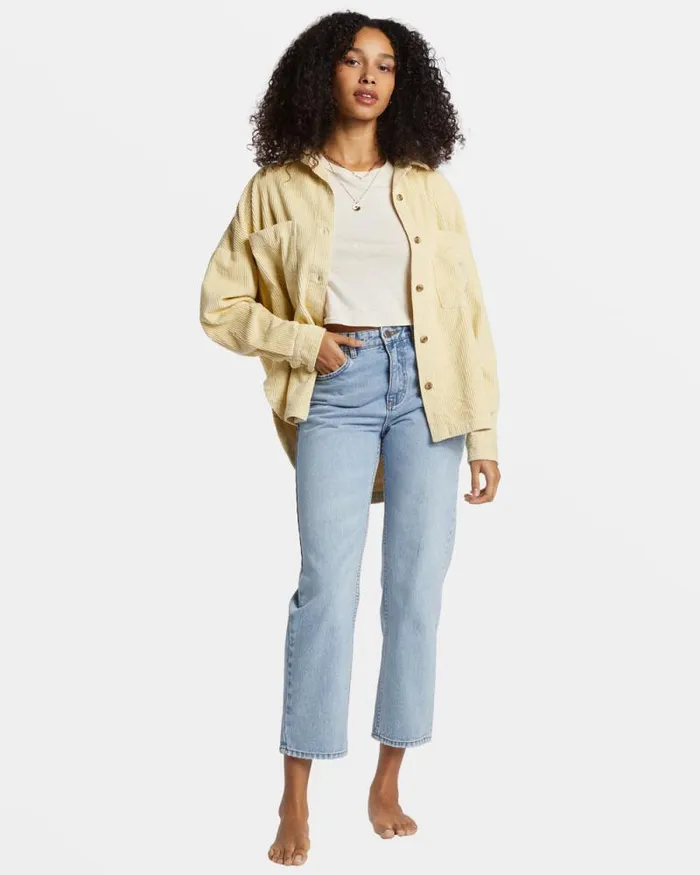 Billabong Tops Stoked On You Oversized Long Sleeve Shirt Mellow Daze 8211 Women