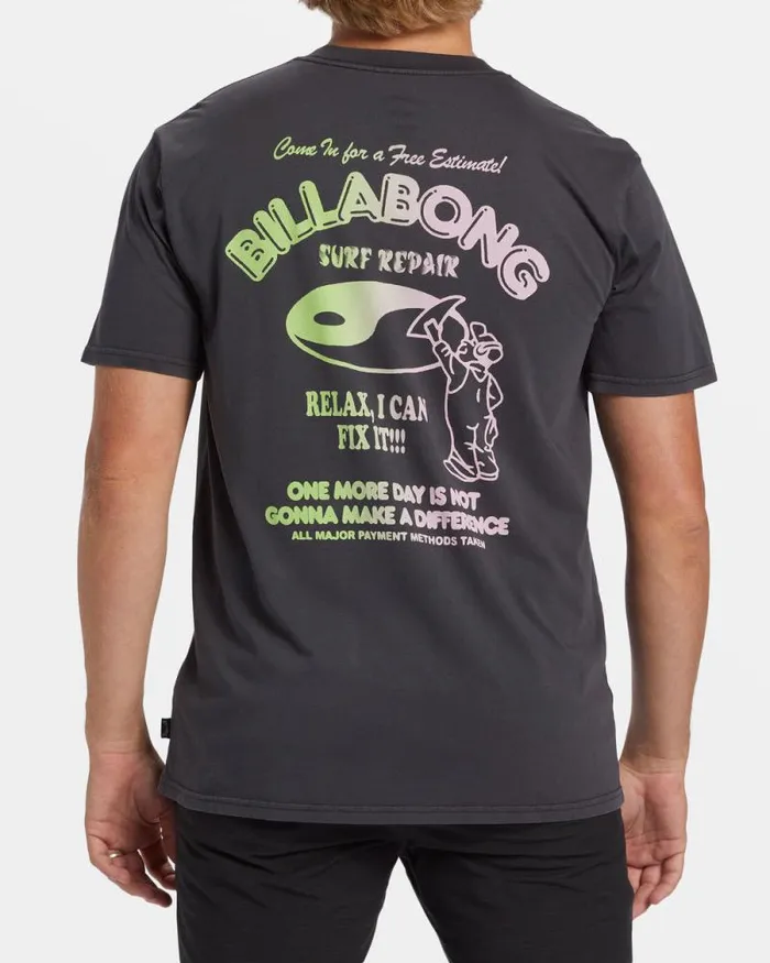 Billabong Wave Washed Essentials Relax TShirt Washed Black 8211 Men