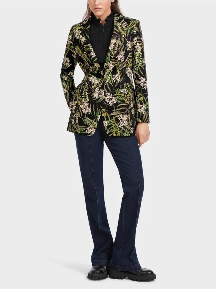 Blazer Damen Marc Cain Blazer Mit Floralem Print Black