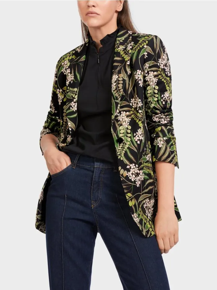 Blazer Damen Marc Cain Blazer Mit Floralem Print Black