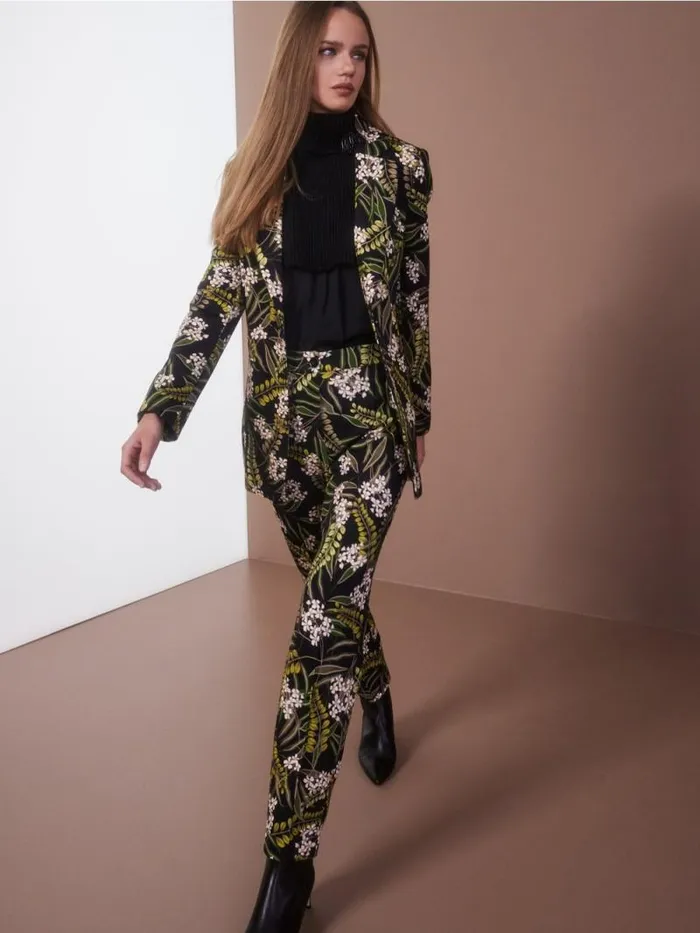 Blazer Damen Marc Cain Blazer Mit Floralem Print Black